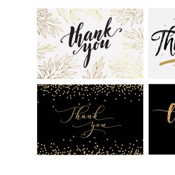 Better Office Thank You Cards w- Envelopes, 4" x 6", Black/Gold, 100/Pack / New - Picture 1 of 2